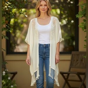 Boho Lace Fringe Kimono - one size